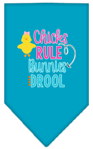 Chicks Rule Screen Print Bandana Turquoise Small